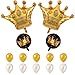 40Inch Gold Crown Balloons Foil Helium Balloons for Birthday Wedding Baby Shower Party Decoration (Gold and Black)