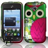 ZTE SAVVY Z750C PINK GREEN OWL BIRD COVER SNAP ON HARD CASE + FREE CAR CHARGER from [ACCESSORY ARENA]