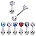 PiercingJ Stud Earrings Set Cubic Zirconia Barbell Earring Tragus Cartilage Helix Earring Ear Studs for Women, 6mm Bar, 16G, 8-12pcs