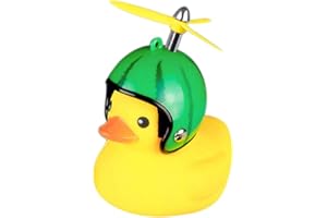 GOCOHHI Duck Bike Bell, Rubber Bike Horn, Cute Yellow Duck Bicycle Decorations, Squeeze Duck Bicycle Horns with Propeller Helmet