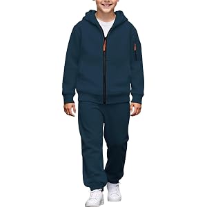 Youth Kids 2 Piece Sweatsuits Fleece Zip up Hoodies Sweatpants Tracksuits | Boys Girls Cotton Zipper Hooded Sweatshirts Wide