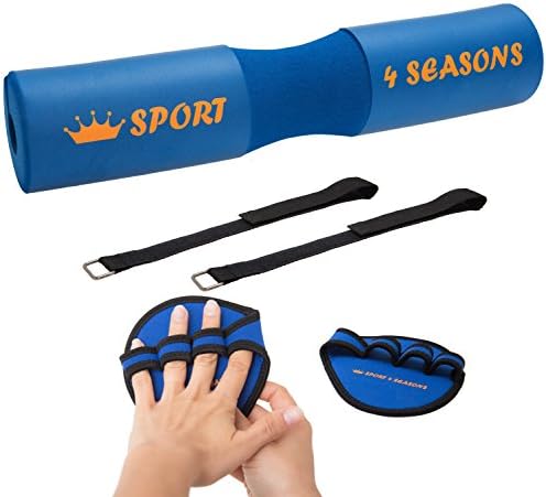 Barbell Squat Pad and Gym Gloves - Including Safety Straps for longer training - Professional Weight Lifting Set for Hip Thrusts, Squats, Lunges for Men and Women Gift Bonus