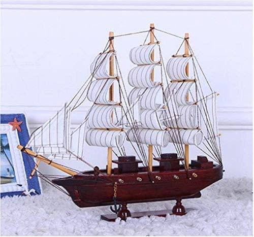 モデル船のリビングルームの装飾ヨットモデル手作りの木製モデル船ヴィンテージレッド
