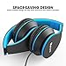 IAXSEE I70 Headphones with Microphone and Volume Control for Kids Boys Lightweight Adjustable Headsets for iPad iPod Android Cell Phones Laptop Tablet Computer(Black Blue)