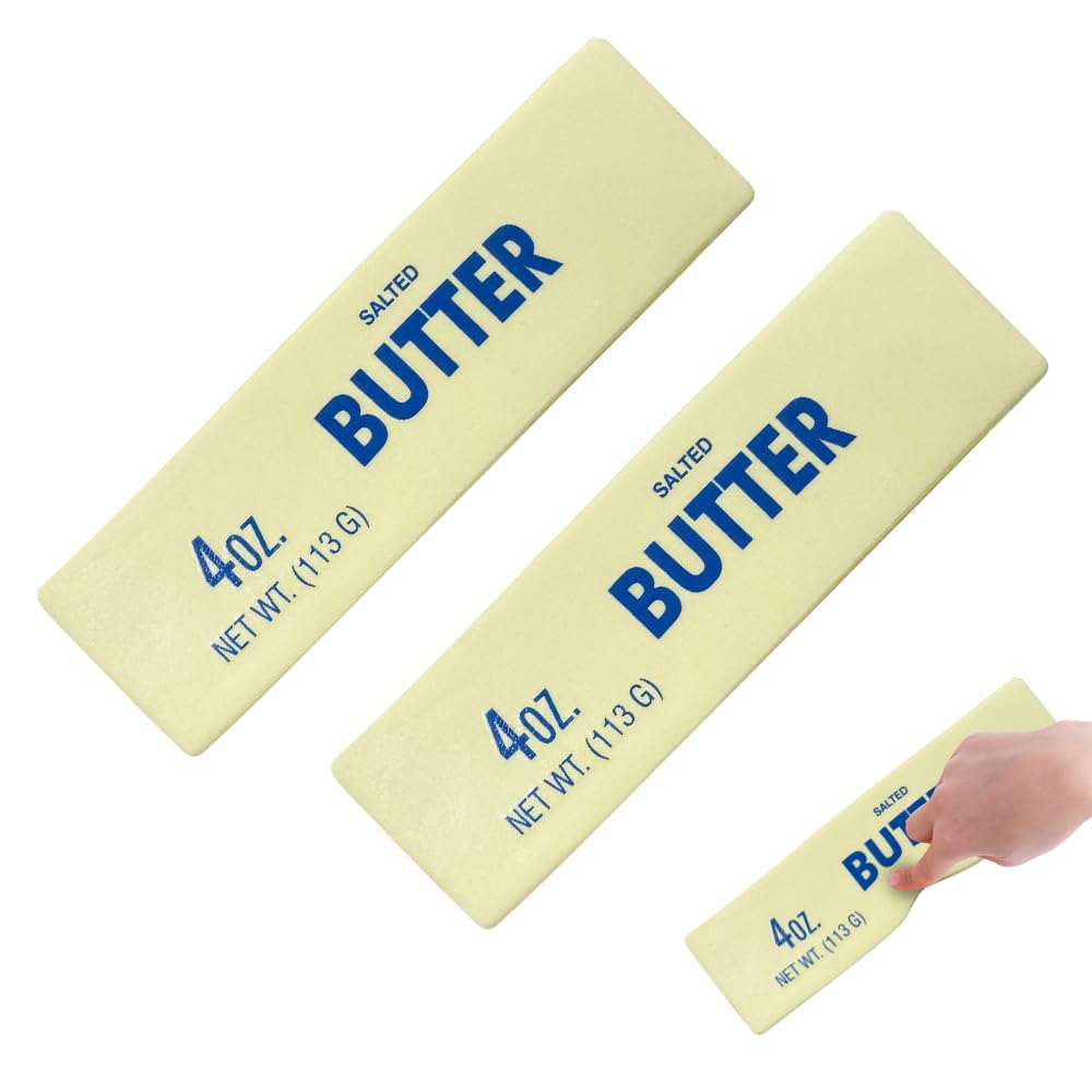 New Slow Rebound Cute Butter Squeeze Stress Balls, Slow Rising Squishy Butter Stick, Squeeze Ball Realistic Butter Stick Soft Squeeze Stress Relief Fidget Wet Slow Rebound Stress Relief Toys (Beigex2)
