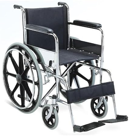 VMS Careline Royal Double Rexine Mag Wheel Regular Foldable Wheelchair with Safety Belt (Mag Wheels)