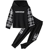 OLMRJKD Toddler Baby Boy Clothes Plaid Long Sleeve Hoodie Sweatshirt + Pants 2pcs Boys Outfit Set