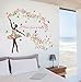 BIBITIME Dance Ballet Girl Multicolored Flower Butterfly Wall Decal Sayings A Blossom Faerie of Brilliant Quotes Sticker for Music Classroom Girl Bedroom Kids Room Decor