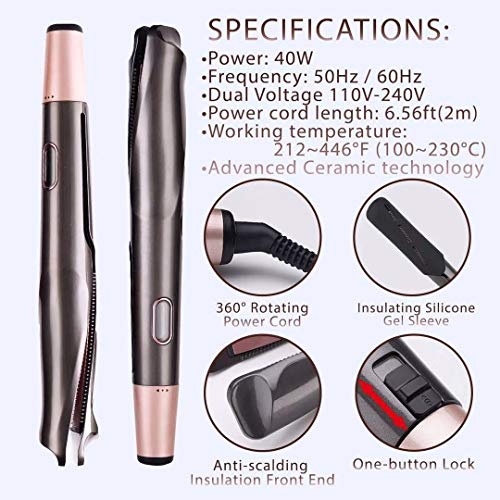 Hair Straightener & Curler 2 in 1 Tourmaline Ceramic Flat Iron for All Hair Types with LCD Digital Display & Auto Shut-Off, Dual Voltage Hair Styling Tool Hair Curler