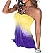 BAIFERN Women's Halter Off-Shoulder Backless Gradient Blouses (Medium, Yellow)