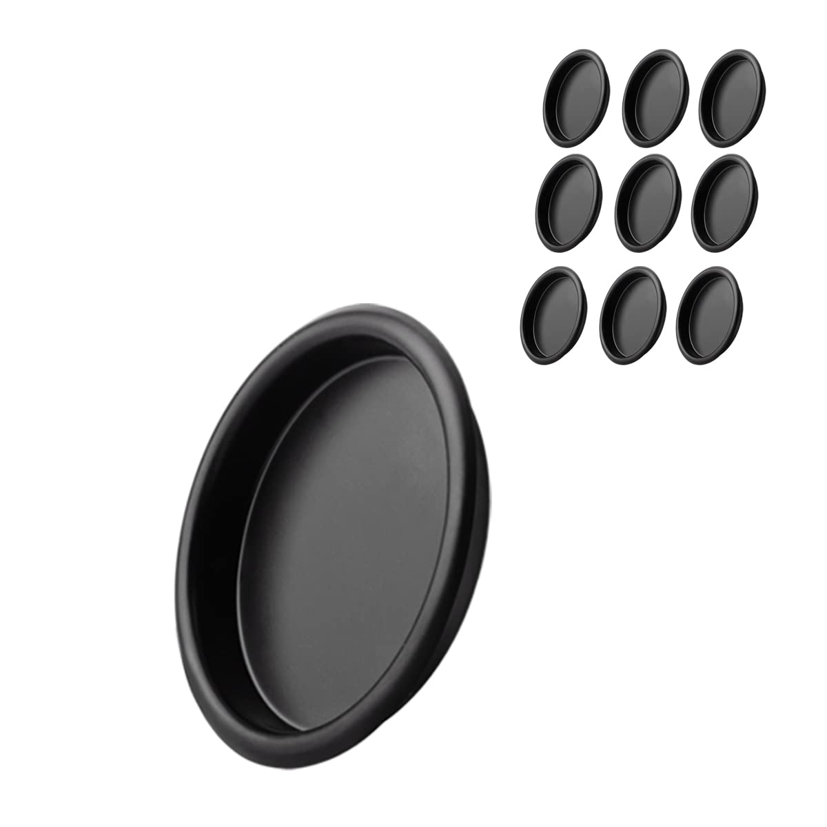 Photo 1 of KOVOSCH 10 Pack Closet Door Finger Pull Black - 2-1/8” Round Sliding Finger Door Pull, Easy Snap-in Installation