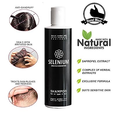 Shampoo by Selenium - Natural Organic shampoo with a Minerals Protein Vitamin Enzymes Herbal & Sapropel Extract Shampoo Anti Dandruff Soft Dry Itchy Scalp Psoriasis and Damaged Hair/8,5oz