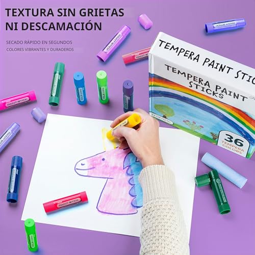 JOYIN 36 Tempera Washable Stick, Paint for Children 3 Years, Colorful Tempera Paint Stick, Creative Painting Gifts for Children