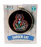 Mini Maker Garden Cat Kit: 13 Piece Felt Embroidery Project (kit, Embroidery, DIY, Felt, cat, Hoop, Mini Maker)