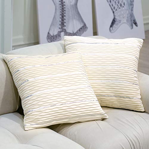 Set-of-2-Throw-Pillow-Covers-20x20-Inch-Velvet-Decorative-Pillow-Covers-Silver-and-Wave-Striped-Luxury-Style-Cushion-Case-Pillow-Shell-for-Couch-Sofa-Bedroom-Living-Room-50x50-cm-Cream-White