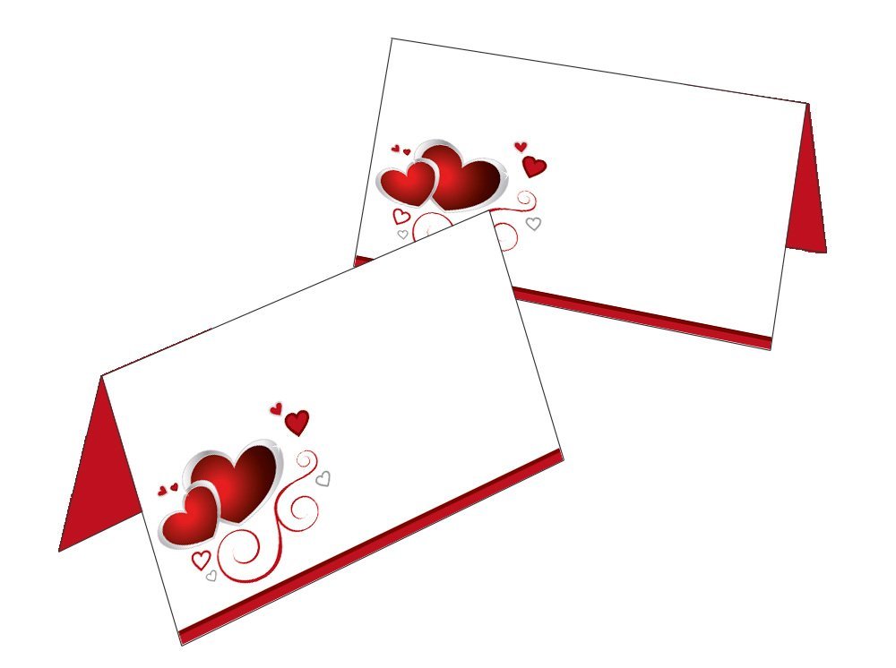 50 place cards/gift tags 2523 red hearts Red/White