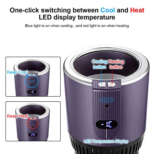 KEYNICE 2-in-1 Smart Car Cup Warmer and Cooler, Smart Cup Mug Holder, 12V Electric Coffee Warmer with Temperature Display, Keep Beverage Cool and Warm Fits in Commuter Traveler Road Tripper