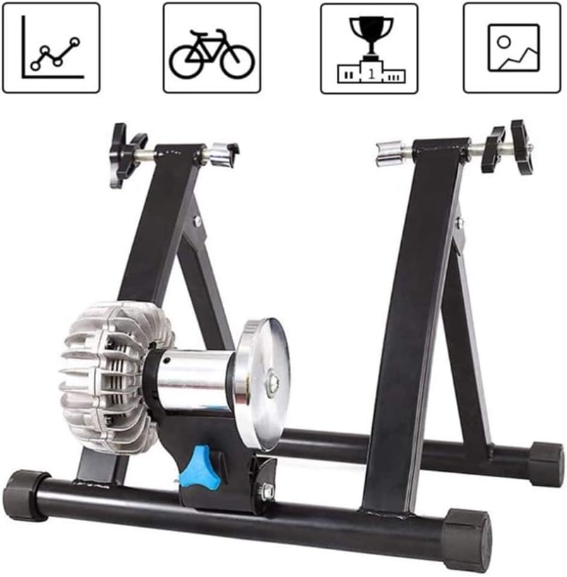 WAWZNN Fluid Bike Trainer Stand, for Road Mountain Bikes, Portable Indoor Bicycle Trainer with Fluid Flywheel, Noise Reduction, Progressive Resistance, Dual-Lock System