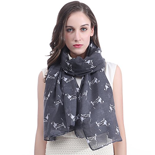 Lina & Lily Basset Hounds Dogs Print Large Scarf Lightweight (Dark Gray)