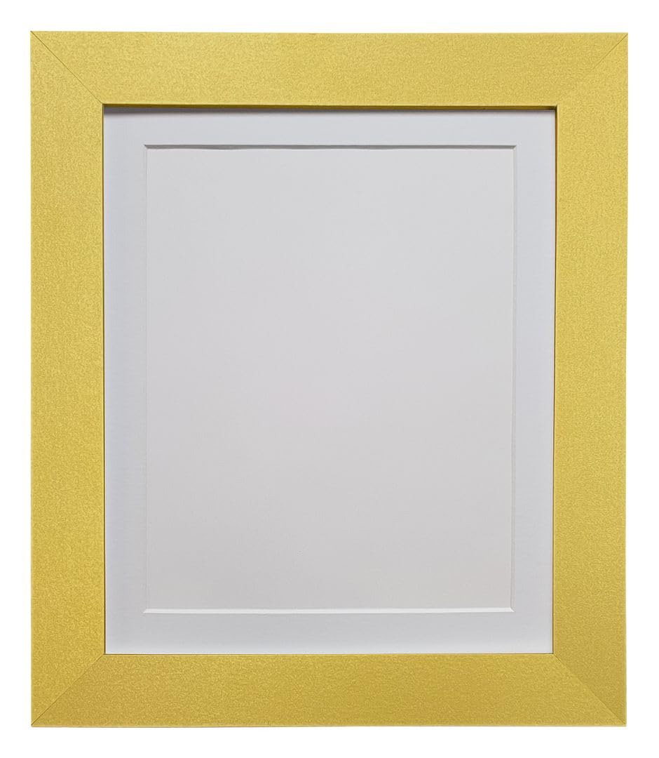 FRAMES BY POST Metro Picture Photo Frame Gold with White Mount 50 x 40 Image Size 40 x 30 cm Plastic Glass