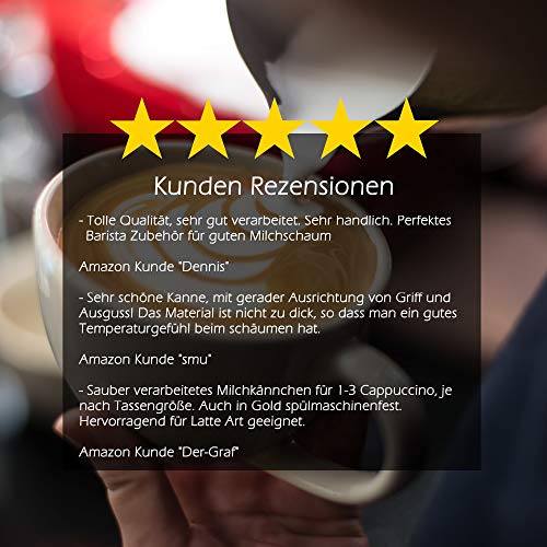 Barista Legends® Milchkännchen Edelstahl 600ml - mit speziellem Latte Art Ausguss - Milchkanne für Hobby Barista in beeindruckenden Farben – Bild 8