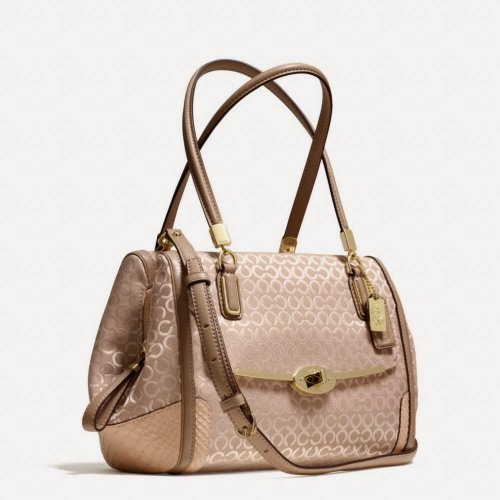 Op Art Pearl Small Madeline Satchel Handbag 27848 (LI/Peach Rose) Coach Madison