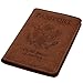 KINGMAS Passport Holder Cover, Vaccine Card Holder RFID Blocking Travel Passport Wallet Leather Case for School Bussiness Trip Travel and Go Abroad (Brown, Magnetic Buckle)