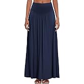 ZXIHZF Women's Casual V Elastic Waistband Swing Lounge Skirt Ankle Length Maxi Long Skirts
