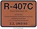R-407C / R407C Refrigerant Labels # 04407 Color Coded Refrigerant ID Labels