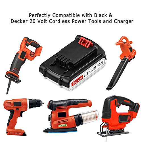 LBXR20 Upgraded to 2.5Ah Replace for Black and Decker 20V Lithium Battery Max LB20 LBX20 LST220 LBXR2020-OPE LBXR20B-2 LB2X4020 Cordless Tool Battery 1 Pack - Thumbnail 5
