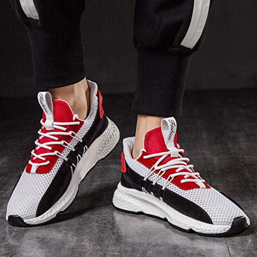 DondPO Walking Athletic Shoes Comfort Casual Fashion Sneaker Cross Training Running Footwear for Men Red - Thumbnail 5