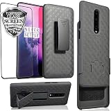 oneplus 7 pro case holster one plus 7 pro full screen protector tempered glass ailiber rugged fullbody shockproof armorbelt clipkickstand 2in1 slim hard protective cover for oneplus7pro black