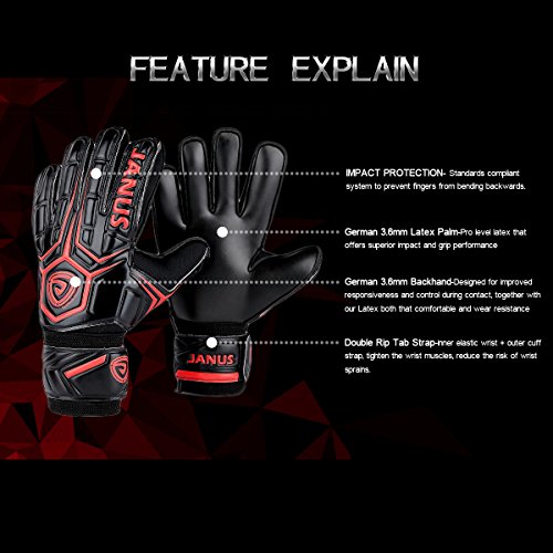 image for Coodoo Adult & Youth Soccer Goalkeeper Gloves with Pro Finger Protect 