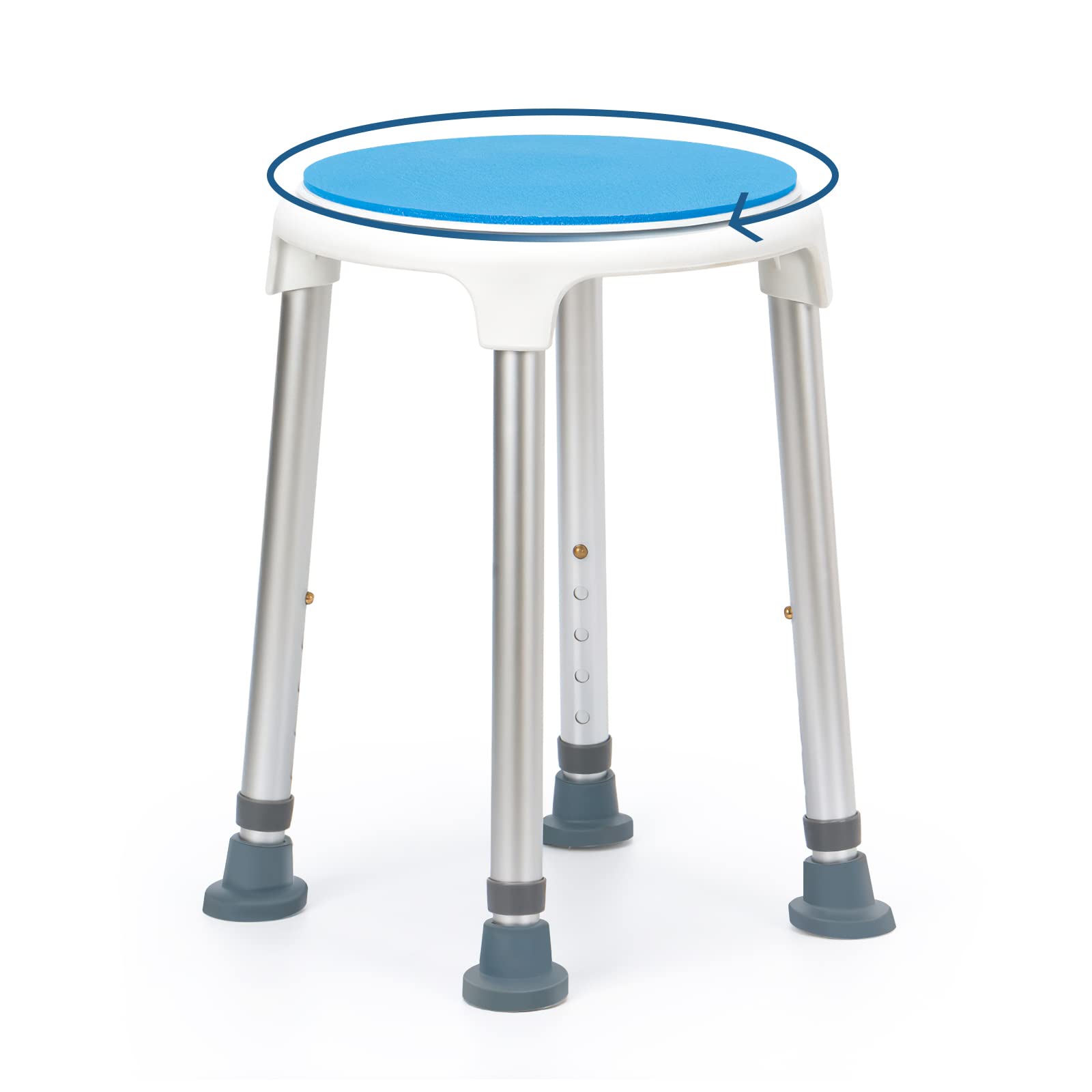 Photo 1 of KSITEX Shower Stool for Inside Shower Swivel Shower Chairs for Seniors Adjustable Round Shower Seat Bath Chair Tool-Free Assembly 5 Adjustable Heights from 19''-21'' Load 350LB