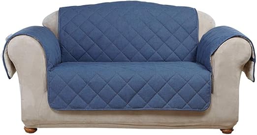 Amazon Com Surefit Denim With Sherpa Fleece Loveseat Furniture