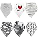 Baby Bandana Drool Bibs for Drooling and Teething (6-Pack) BG Mini - I LOVE MILK & Gray Unisex Organic Cotton Perfect Bibs - 100% Absorbent Babies & Toddlers - Shower Gift