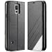 GreatShield SHIFT LX Leather Wallet Stand Flip Case with Card Slot for Samsung Galaxy S5 - Retail Packaging (Black / White)