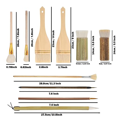 10 Pcs Pottery Glaze Brushes Ceramic Brushes Set Hake Brushes Wool