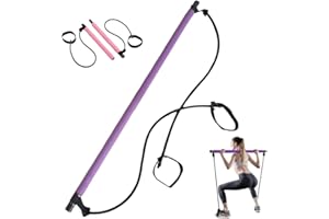 SEIVBLE Pilates Sculpt Bar, Portable Pilates Stick Squat Training Bar Kit with Resistance Bands, Multifunctional Stretched Fusion Pilates Bar for Women Yoga Pull Rod Chest Fitness Workout