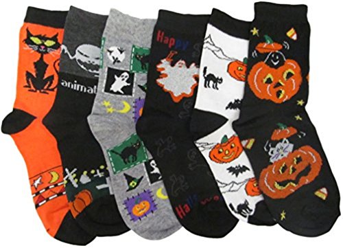 Kids Halloween 6-Pair /Pack Crew Socks (YOUTH 9-11)