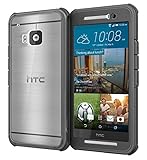 HTC One M9 Case, roocase [Glacier TOUGH] Hybrid Scratch Resistant Clear PC / TPU Armor Full Body Protection Case Cover for HTC One M9 (2015), Space Gray