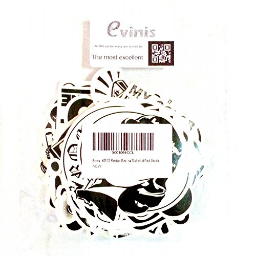 Evinis - 60PCS Random Music Film Vinyl Skateboard Guitar Travel Case Sticker Lot Pack Decals
