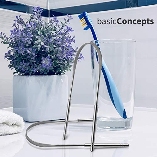 image for Tongue Scraper (3 Pack), Cure Bad Breath (Medical Grade), Stainless St