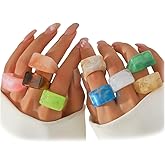 YNZGYBY 9Pcs Chunky Resin Y2k Stackable Knuckle Ring Set for Women Large Colorful Acrylic Stacked Rings Pack Multicolor Plastic Bulk Statement Jewelry Sets Gifts