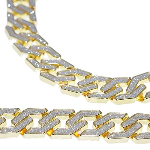 Sand Blast Cuban Bling Chain Gold Tone Heavy 20MM Wide Mens 30
