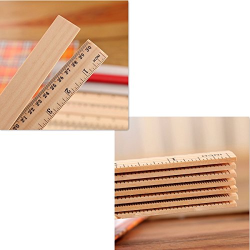 50 Pack Wooden Ruler 12 inch Rulers Bulk Wood Measuring Ruler Office Ruler 2 Scale