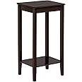 Topeakmart 2-Tier Tall End Table with Storage Shelf and Solid Wood Legs, Sofa Side Table Telephone Table for Living Room/Couch/Hallway/Small Spaces, D12xW15xH29 Inches, Dark Coffee