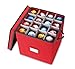 Primode Christmas Ornament Storage Box, 4 Individual Trays Xmas Storage Container, Fits 64 Ornaments Decoration Balls, Constructed of Durable Polyester Material (Red)