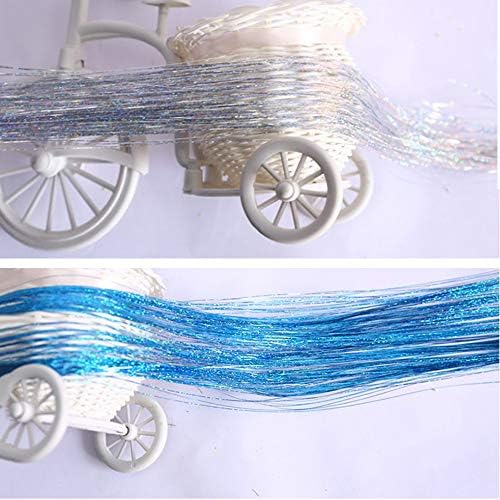 Sparkling Hair Tinsel for Women Girls, Holographic Glitter Extensions Highlights Party Wig Bling Hair Extensions