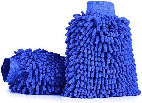 Car Wash Mitt- 2 pack Premium Chenille Microfiber Wash Mitt - High Density, Ultra-soft, Lint Free-Scratch Free, Use Wet or Dry